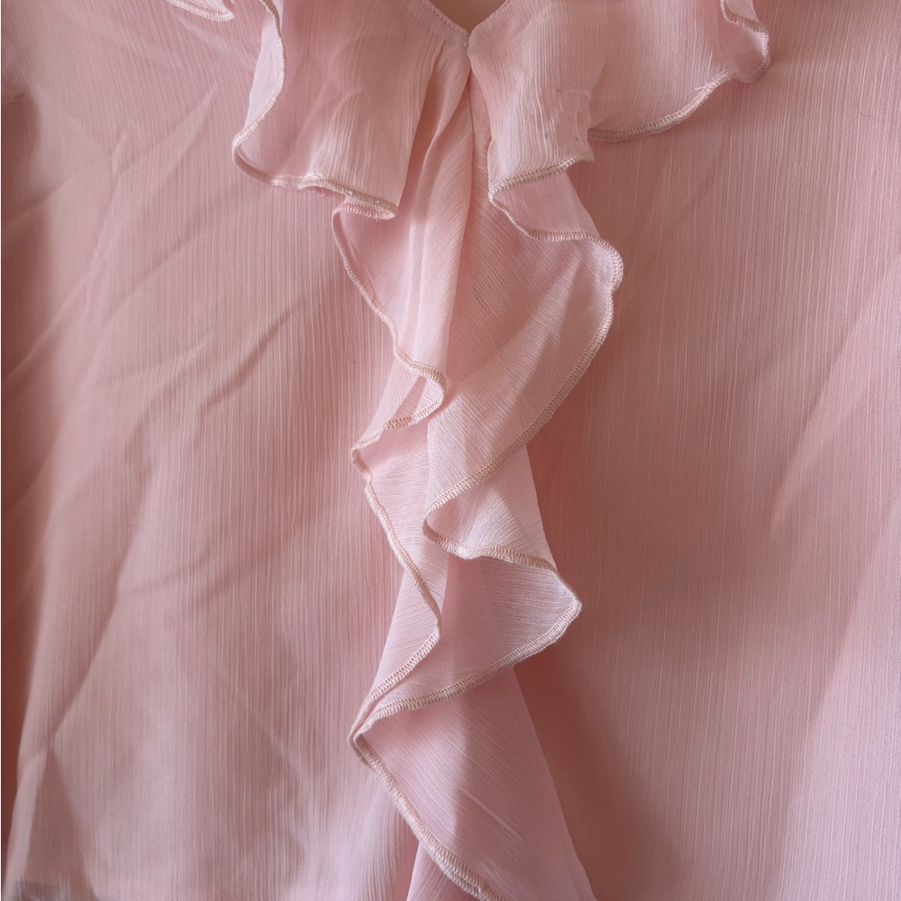 American Eagle Outfitters Light Pink Ruffle Blouse - Picture 3 of 6